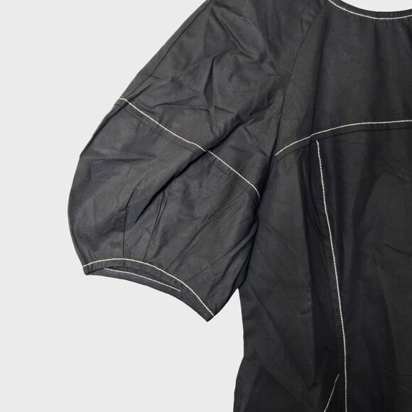 Madewell Puff-Sleeve Drop-Waist Midi Dress Black Size 2 NWT - Picture 6 of 11